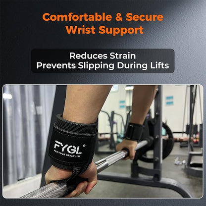 Weight-Lifting-Straps - Neoprene Padded Wrist Support with Nylon Dura Grip, Wrist Wraps for Weightlifting, Powerlifting, Deadlift & Strength Training