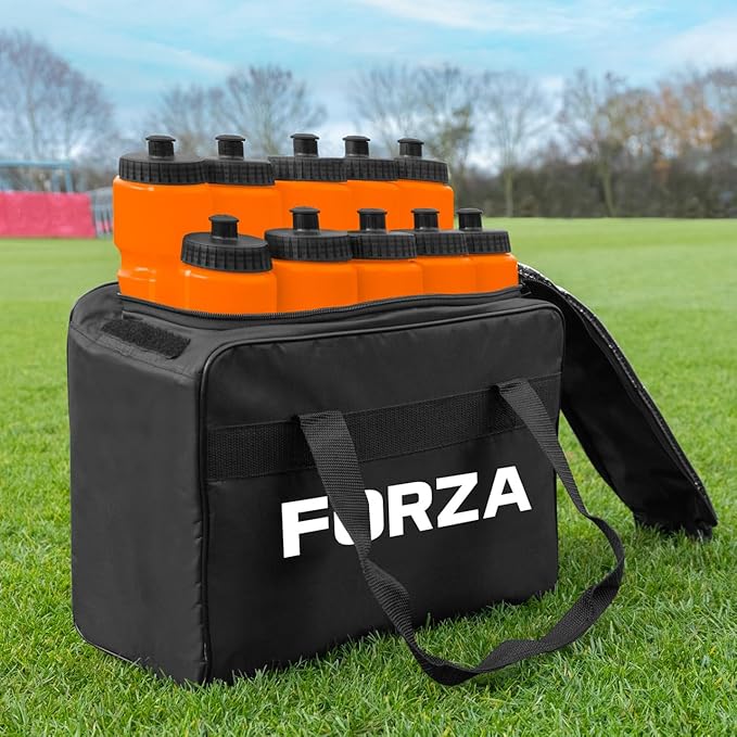 FORZA Team Sports Water Bottles | 25oz Capacity with Portable Carry Bag or Foldable Carrier - BPA-Free Plastic for Hydration on the Go (Carry Bag, Orange)