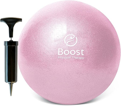 Small Exercise Ball with Pump, 9 Inch Mini Pilates Ball with Exercise Guide, Small Workout Ball for Stability, Fitness, Barre, Yoga, Core Training & Physical Therapy, Pink