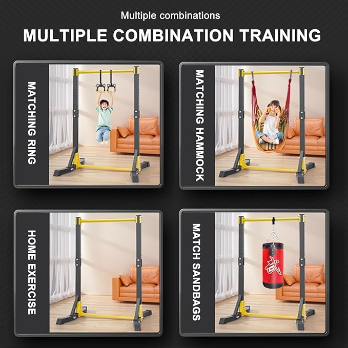 Power Tower Pull Up Dip Station, Workout Equipment Portable Pull Up Bar, Free Standing Pull Up Bar for Home Gym, Pull Up Stand Station 400LBS with 11 Gears Adjustment