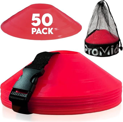 Disc Soccer Cones for Training Kids - 200,100,50 Small Plastic Cones for Sports Training - Flexible Conos for Soccer Practice Equipment, Basketball & Football Drills Equipment