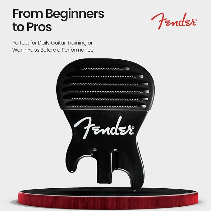 FENDER Patented Callus Builder & Finger Strengthener – Resistance Finger Exerciser for Guitar, Bass & Violin – Guitar Finger Trainer & Grip Strength Tool – Ideal Guitar & Bass Accessories (Tensions: RED=8-Lbs; BLACK=15-Lbs)