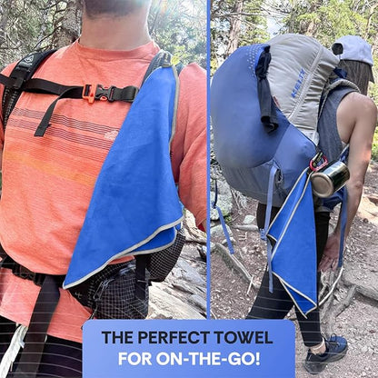 Backpacking Ultralight Quick Dry Microfiber Soft Fast Drying Hand and Face Towel Wash Cloth Camping Yoga Hiking Active Lifestyle Small (Blue, Small)