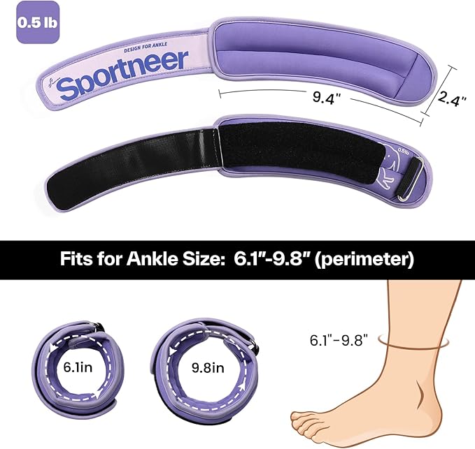 Sportneer Ankle Weights 0.5/1/2/3/5 LBS 1 Pair Wrist Leg Arm Weights for Women Men Kids Child with Adjustable Straps, Strength Weighted for Jogging Running Walking Fitness Gym Workout