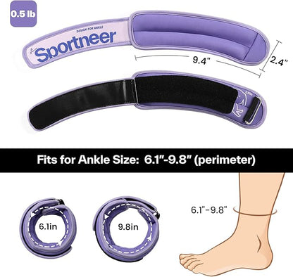 Sportneer Ankle Weights 0.5/1/2/3/5 LBS 1 Pair Wrist Leg Arm Weights for Women Men Kids Child with Adjustable Straps, Strength Weighted for Jogging Running Walking Fitness Gym Workout
