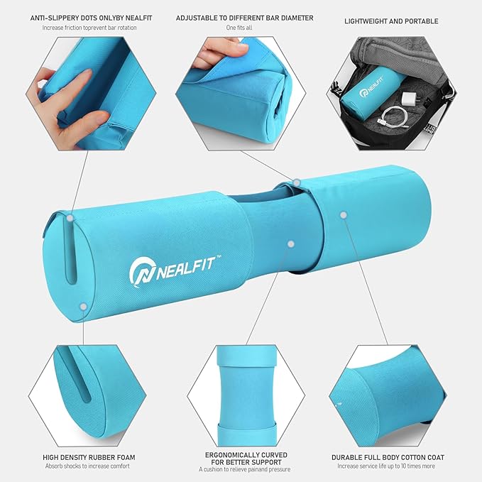 Barbell Squat Pad with Thick Nylon Padding, Hip Thrust Pad for Squats, Lunges, Neck Shoulder Squat Pad for Olympic or Standard Bars