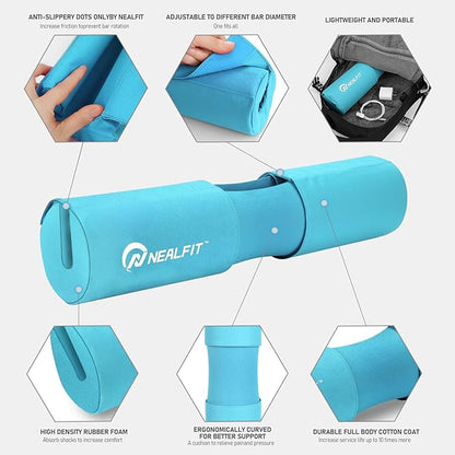 Barbell Squat Pad with Thick Nylon Padding, Hip Thrust Pad for Squats, Lunges, Neck Shoulder Squat Pad for Olympic or Standard Bars