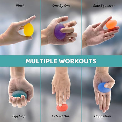 Hand Grip Strength Trainer, 6 Pack Stress Balls for Adults Therapy, Multiple Resistance Physical Therapy Equipment Stress Balls, Squeeze Balls for Exercise Rehabilitation Anxiety Relief