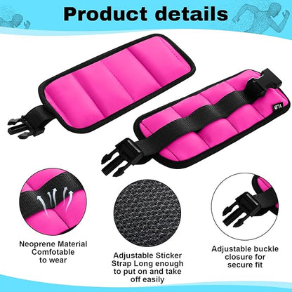 2 Pairs Ankle Wrist Weights for Land or Aquatic Exercise Aqua Cuffs Aqua Aerobics Fitness Bands for Ankle and Wrist Adjustable Weights for Swimming Pool Workout Equipment