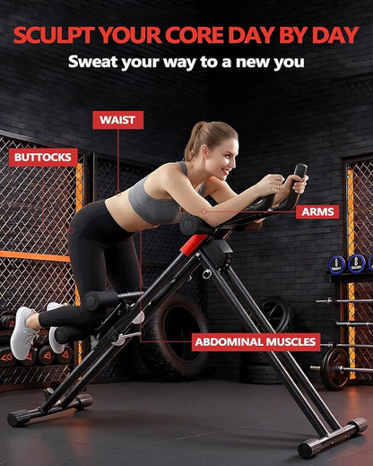 Rigel Foldable Ab Machine, 5-Level Adjustable Core & Abdominal Trainer for Home Gym Workout, Heavy Duty Strength Training Equipment for Stomach & Waist, 330lbs Capacity