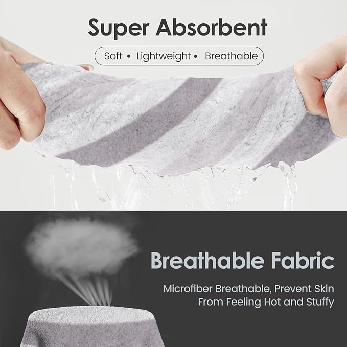 JML Microfiber Bath Towels, Large Bath Towel Set of 2, 30" x 60", Oversized, Soft, Super Absorbent, Fast Drying, Perfect for Hair Wrap, Sport, Fitness, Yoga, Cabana Stripe Grey