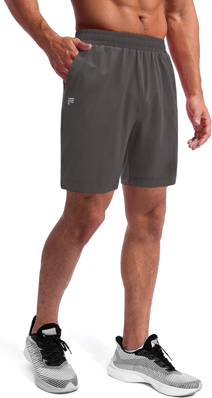 Running Shorts for Men 7 inch Inseam 2 in 1 Quick Dry Athletic Gym Workout Tennis Shorts with Phone Pockets
