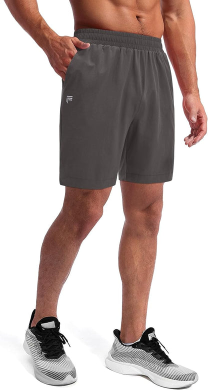 Running Shorts for Men 7 inch Inseam 2 in 1 Quick Dry Athletic Gym Workout Tennis Shorts with Phone Pockets