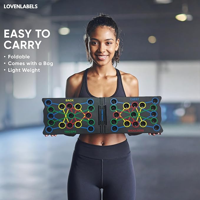 Foldable Push-up Board | Workout Equipment for Strength Training & Bodyweight Exercises | Fitness Equipment for Men & Women | Portable Exercise Equipment for Home Gym & Calisthenics
