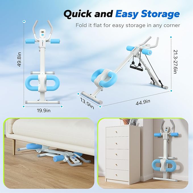 MERACH Ab Machine, Ab Workout Equipment, Adjustable Ab Trainer Machine for Abs Workout at Home Gym, Foldable, Knee Protection, Abdominal Trainer for Stomach Workout