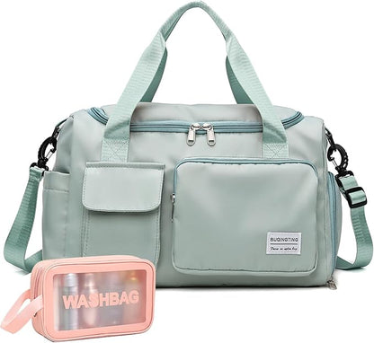 Small Gym Bag for Women, Travel Duffle Bag Carry On Weekender Bag with Shoe Compartment