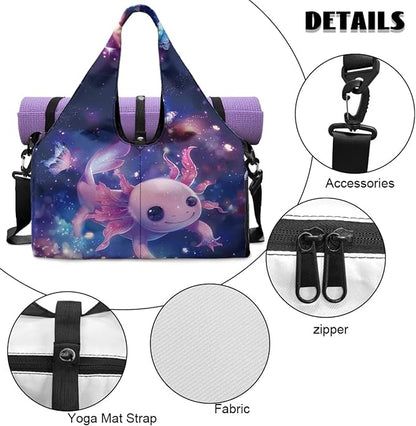 Gym Bag with Yoga Mat Holder Large Tote Bag With Multi Pockets for Women Men Dry Wet Separated Pocket Carryall Yoga Tote Bag for Pilates Travel Workout Office