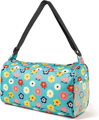 C&F BOGMOST Small Gym Bag for Women & Men,Small Lightweight Duffel Bag Carry On Bags Mini Duffel Travel Bag Waterproof Sports Bags for Workout/Sport/Trave,Colorful Flowers