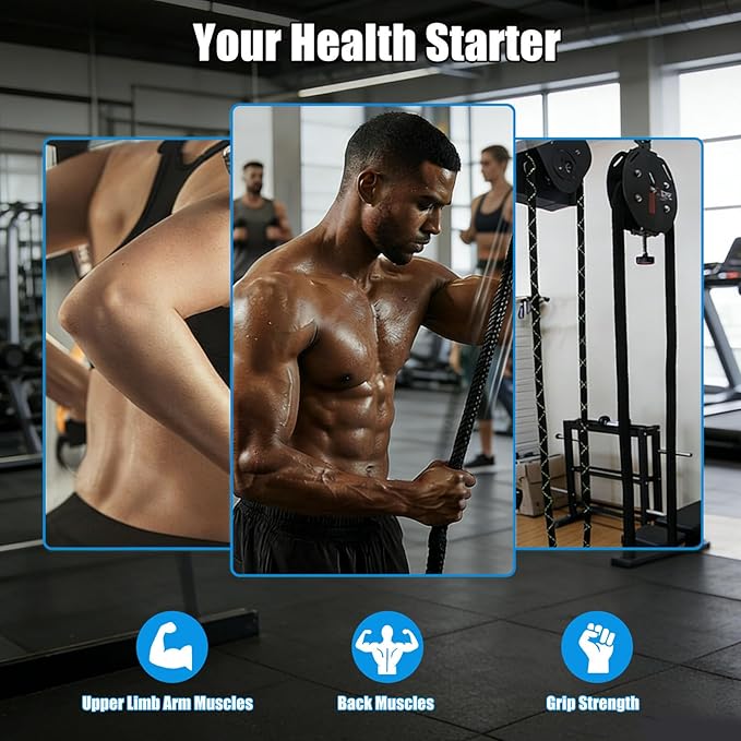 Endless Rope Trainer, Adjustable Resistance Pulley System for Home Gym, Portable Cable Machine with Nylon Rope, Suspension Infinity Rope Trainer for Full-Body Strength & Interval Training
