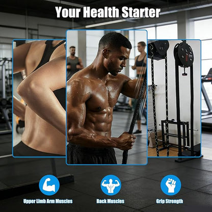 Endless Rope Trainer, Adjustable Resistance Pulley System for Home Gym, Portable Cable Machine with Nylon Rope, Suspension Infinity Rope Trainer for Full-Body Strength & Interval Training