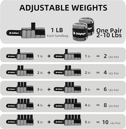 Adjustable Ankle Weights 1 Pair 2/4/6/8/10 LBS Wrist Leg Arm Weights for Women Men Kids,Strength Training with Removable Weight for Fitness Gym Workout Running Walking