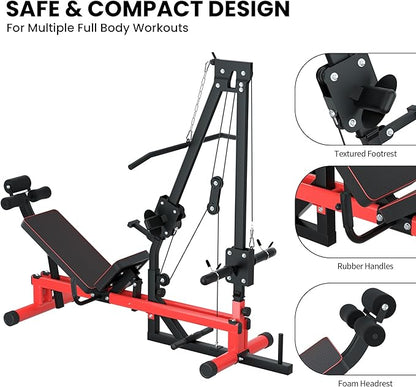 VIVITORY Leg Press Machine & LAT Pull Down - Heavy Duty Full Body Workout Equipment for Home Gym, Effective for Glutes, Hamstrings & Quads, Includes Weight Storage
