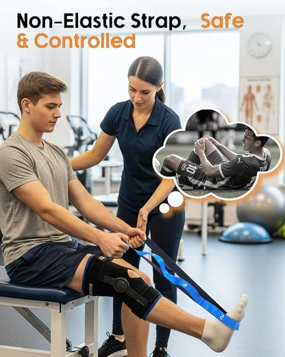 Trideer Stretching Straps with Loops, Non-Elastic Yoga Straps for Stretching, Durable Nylon Exercise Bands with Loops for Physical Therapy Flexibility, Yoga,Hamstring Leg Stretcher with Guidance
