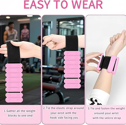 Wrist & Ankle Weights for Women Men, 1lb/2lb/4lb Set of 2 - Adjustable Wearable Weighted Bands, Waterproof Silicone Arm & Leg Weights for Pilates, Yoga, Walking, Dance, Home Workout & Gym