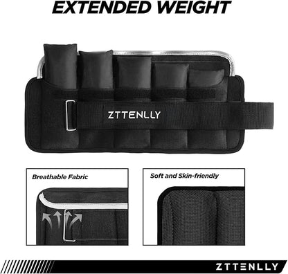 Adjustable Ankle Weights 1-5/10/15/20LBS Pair with Carry Bag - Breathable Fabrics, Reflective Trim - Strength Training Leg Wrist Arm Ankle Walking Weights Sets for Women Men Kids