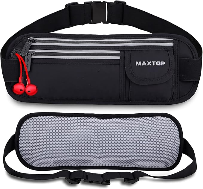 Slim Running Belt Fanny Packs for Women Men, Reflective Waist Pack Phone Holder for Walking Fitness Workout Exercise,Water Resistant Running Travel Belt Bag Jogging Pouch, Gym Accessories for Runner