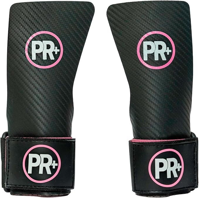 PR+ Gymnastics Hand Grips for Pull Ups Weightlifting and Cross Training - No Hole - Chalk Free - Triple Layer Hand Protection - Optional Wrist Wraps