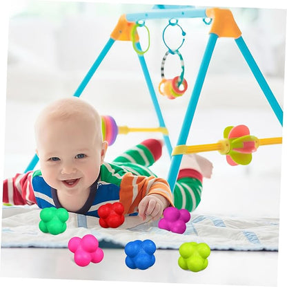 6 Pcs Hexagonal Reaction Training Balls for Fitness Agility and Hand Eye Coordination High Difficulty Challenge with Colorful Bounce Design for Exercises