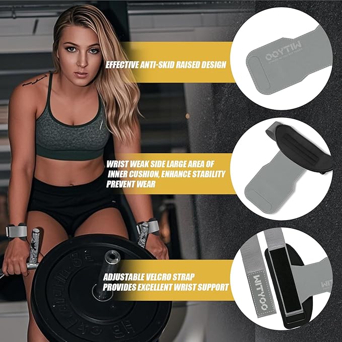 Weight Lifting Wrist Strap, Weightlifting Grip Strap for Gym Deadlifts, Powerlifting, Heavy Shrug, Pull Ups, Three Layer Leather Adjustable Training Accessory Gifts for Men Women Dad Him