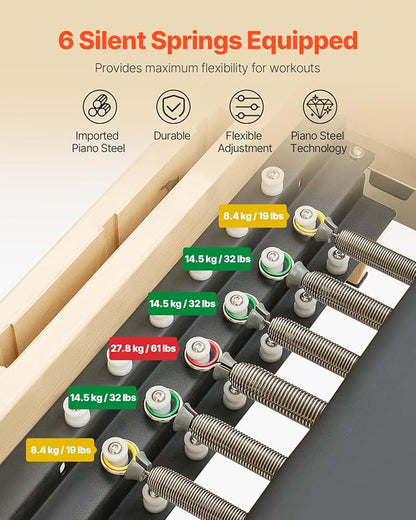 VEVOR Pilates Reformer Accessories for Home Gym, Include Reformer Box/Chair/Spine Corrector/Wall Mounted Machine/Jump Board/Foldable & Dual Resistance Springs