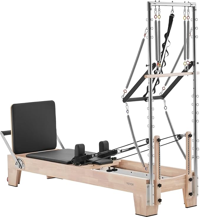 VEVOR Pilates Reformer Accessories for Home Gym, Include Reformer Box/Chair/Spine Corrector/Wall Mounted Machine/Jump Board/Foldable & Dual Resistance Springs
