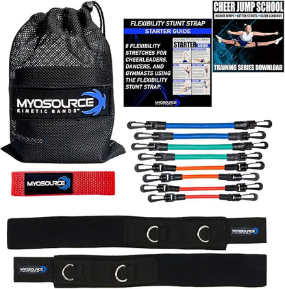 Cheer Kinetic Bands – Leg Resistance Bands for Cheerleaders | Improve Flexibility, Jumps, Stunts & Tumbling | 4-Level Resistance System with 12 Stunt Strap Colors + Digital Training Downloads
