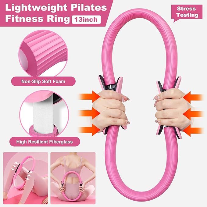 Pilates Kit for Home Workouts, Pilates Equipment Ring and Ball Set with Hip Thrust Belt, Pilates Essentials Kit for Women, Home Pilates Workout Kit for Toning & Strength