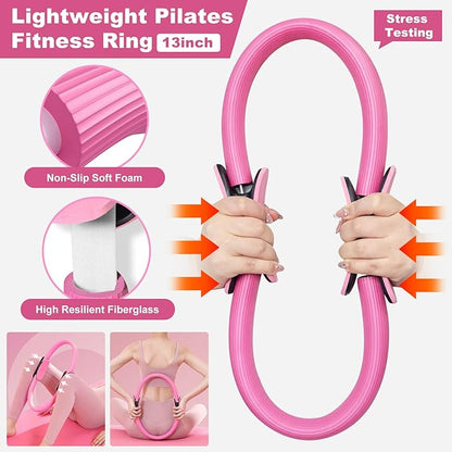 Pilates Kit for Home Workouts, Pilates Equipment Ring and Ball Set with Hip Thrust Belt, Pilates Essentials Kit for Women, Home Pilates Workout Kit for Toning & Strength