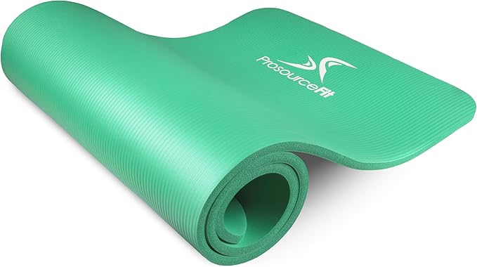 ProsourceFit Extra Thick Yoga and Pilates Mat ½” (13mm) or 1" (25mm), 71-inch Long High Density Exercise Mat with Comfort Foam and Carrying Strap