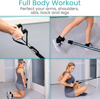 Vive Resistance Band Set (11 PCS) (With App) - Versatile Exercise Tubes with Wide Handles, Workout Poster, & Door Anchor - Adjustable 10-50 LB Tension for Full Body Home Fitness & Rehab -for Men/Women