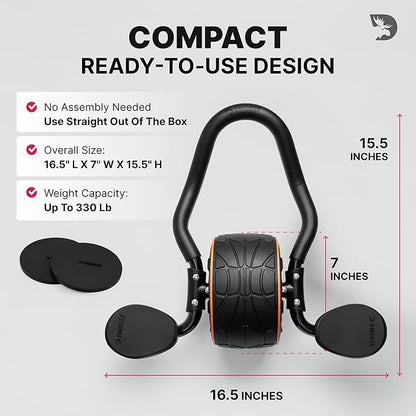 DMoose Fitness Ab Roller Wheel with Elbow Support & 2 Knee Pads - Abdominal Exercise Trainer for Core Strength Training - Ultimate Abs Workout Equipment for Home and Gym - Ab Machine for Men & Women
