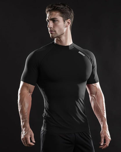 DRSKIN 3, 2 or 1 Pack Men's Compression Shirt Short Sleeve Top Baselayer Sports T-Shirt Athletic Running Active Workout