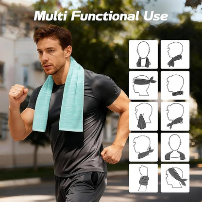 Cooling Towels for Neck and Face - 4 Pack Microfiber Gym Towels Set, 39" x 11" Microfiber Absorbent Towel for Sports Fitness, Yoga, Super Soft and Quick-Drying Gym Towels for Women Men, Multicolor