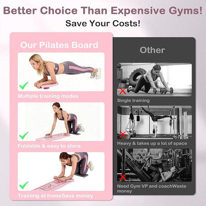 6-in-1 Foldable Pilates Board Reformer Kit, Portable Home Gym Equipment with Resistance Bands, Ab Board, Smart Timer & Phone Holder, Full Body Workout for Women