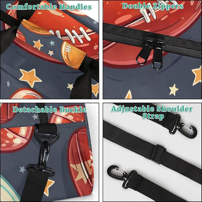 Personalized Football Gym Duffel Bags Boys with Custom Name Kids Pigskin Sport Bags for Training Travel Overnight Weekender