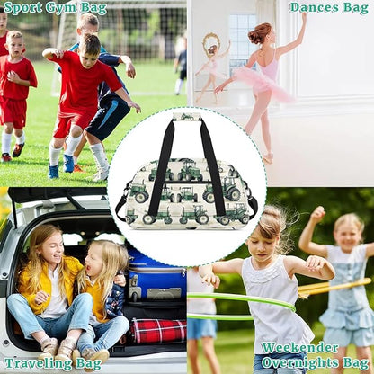 Tractor Truck Kids Duffel Bag for Boys, Sports Gym Bag Overnight Travel Weekender Bag Lightweight Carry On Sleepovers Bag for School Practice Gymnastics