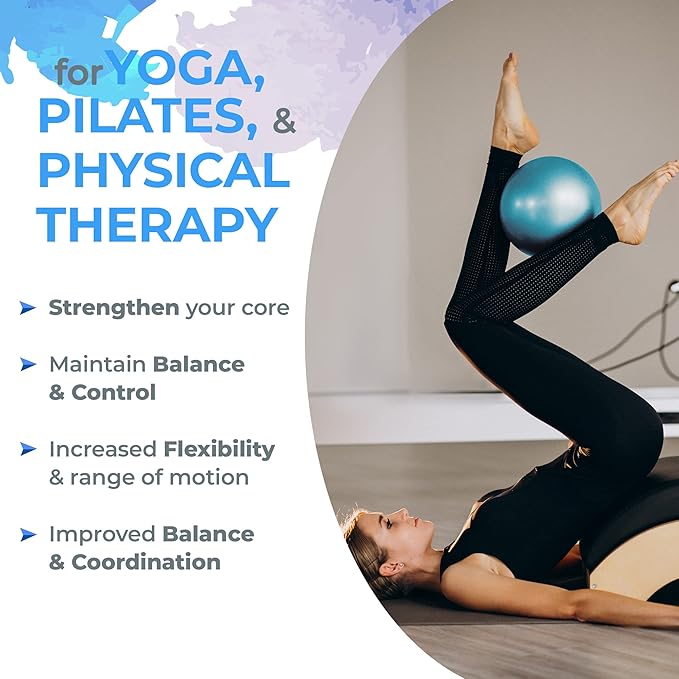 9-Inch Small Pilates Ball with Pump - Mini Exercise Ball for Core Training, Stability, Pilates, Yoga, and Physical Therapy. Enhance Your Workouts with Our Mini Workout Ball