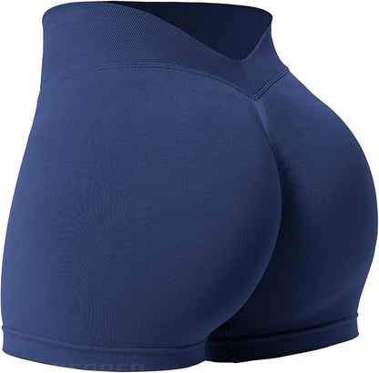 YEOREO Workout Scrunch Shorts Women V Back Gym Butt Lifting Liz High Waisted Seamless Shorts