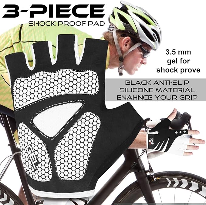 BEAST RAGE Half Finger Cycling Gloves for Men Women, Gel Padded Anti-Slip Shock Absorbing Weight Lifting Gym Gloves Cycle Mountain Bike Gloves for MTB, Biking, Hiking