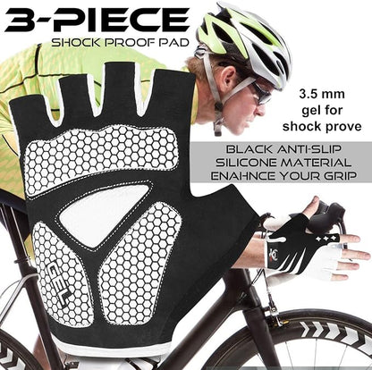 BEAST RAGE Half Finger Cycling Gloves for Men Women, Gel Padded Anti-Slip Shock Absorbing Weight Lifting Gym Gloves Cycle Mountain Bike Gloves for MTB, Biking, Hiking
